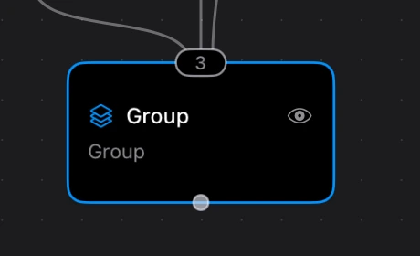 Enlarged detail of three separate connections converging on the Group node.